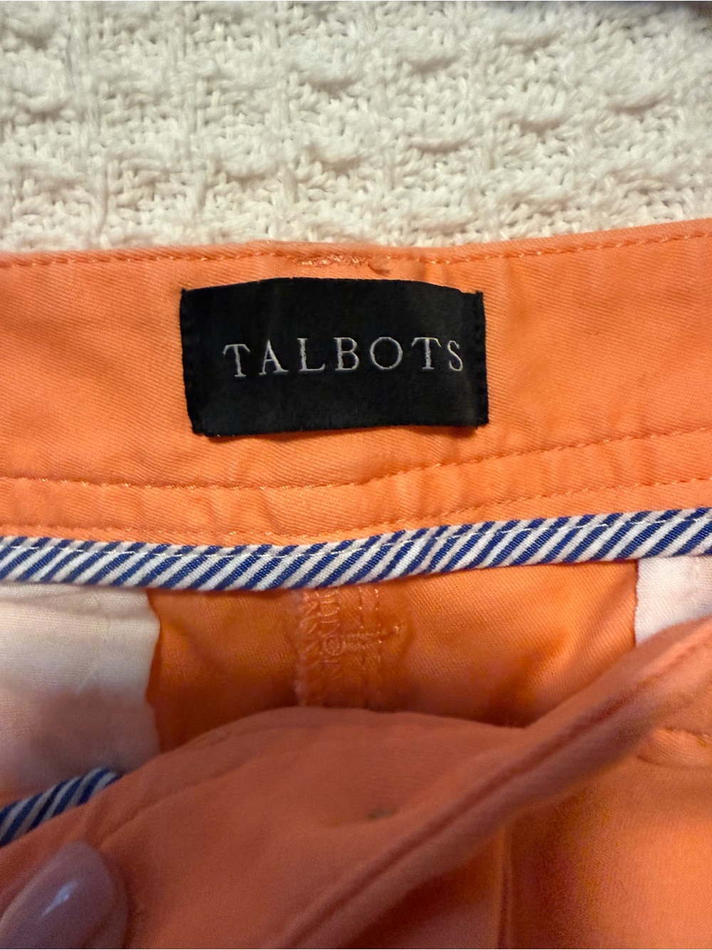 Talbots Relaxed Chino Pants | 12 Petite | Peach Cotton Stretch - Picture 5 of 6